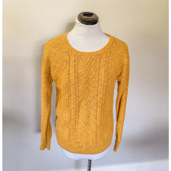Mossimo Mustard Yellow Cable Knit Sweater - Picture 1 of 9